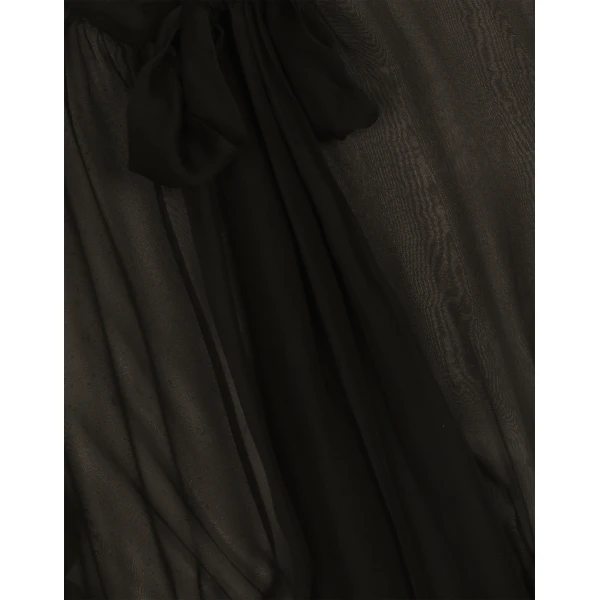 Dolce & Gabbana Short silk chiffon pussy-bow blouse, view 6