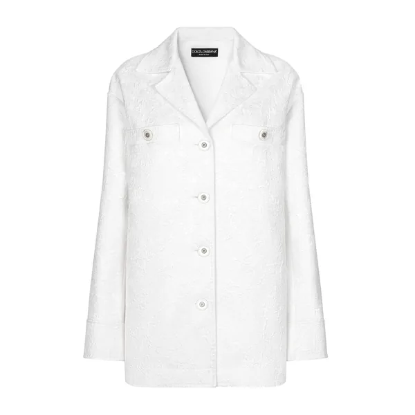 Short single-breasted brocade coat
