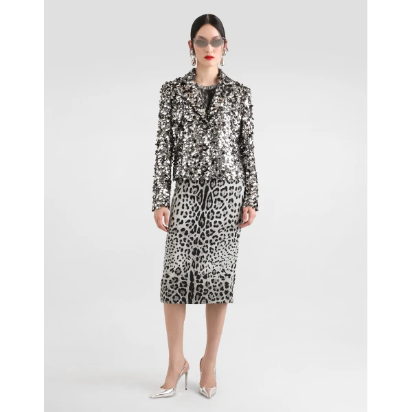 Dolce & Gabbana Short single-breasted jacket with sequin embellishment, view 2