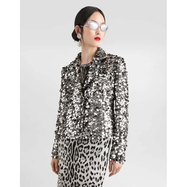 Dolce & Gabbana Short single-breasted jacket with sequin embellishment, view 4