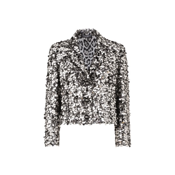 Dolce & Gabbana Short single-breasted jacket with sequin embellishment