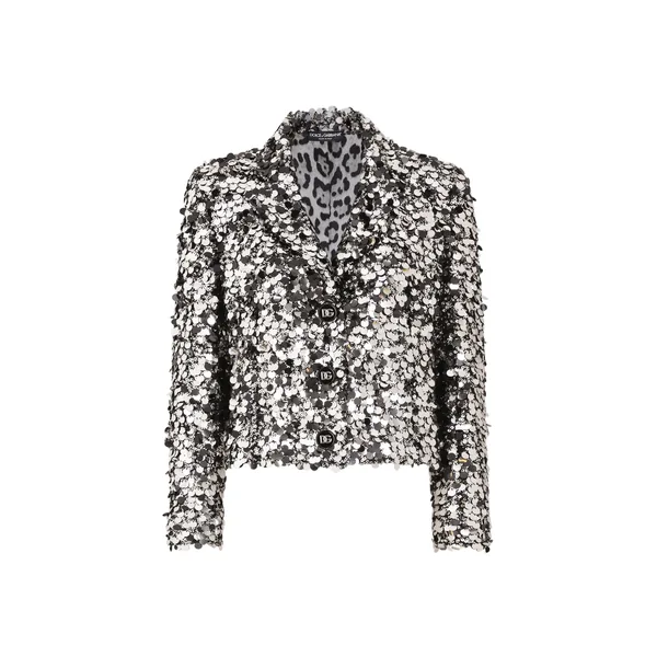Dolce & Gabbana Short single-breasted jacket with sequin embellishment