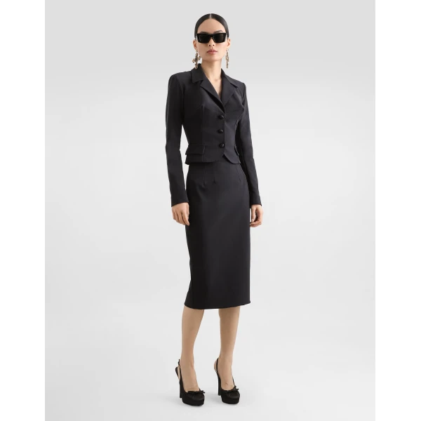 Dolce & Gabbana Short single-breasted technical cady jacket, view 2