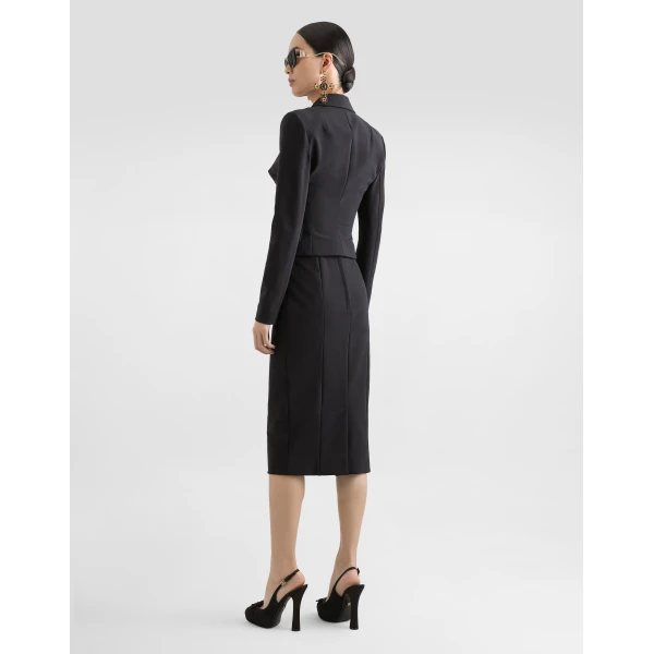 Dolce & Gabbana Short single-breasted technical cady jacket, view 3
