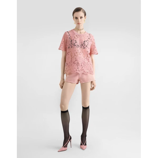Dolce & Gabbana Short-sleeved Cordonetto lace T-shirt Top, view 2