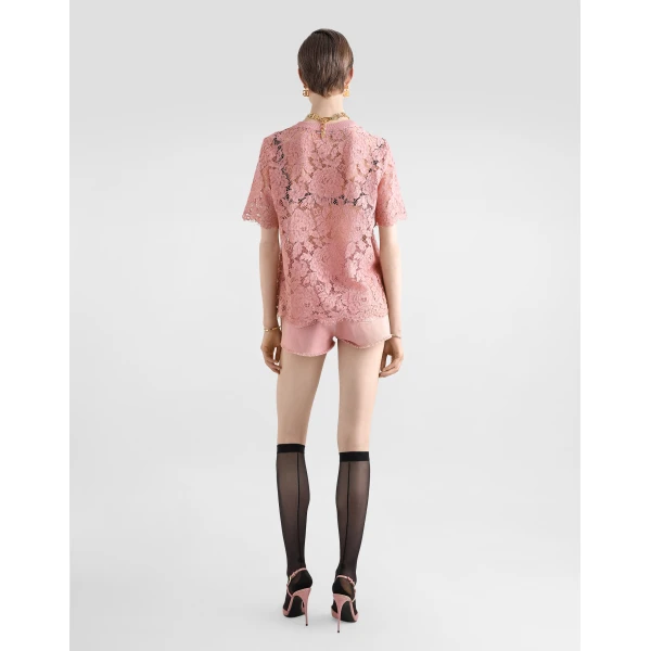 Dolce & Gabbana Short-sleeved Cordonetto lace T-shirt Top, view 3