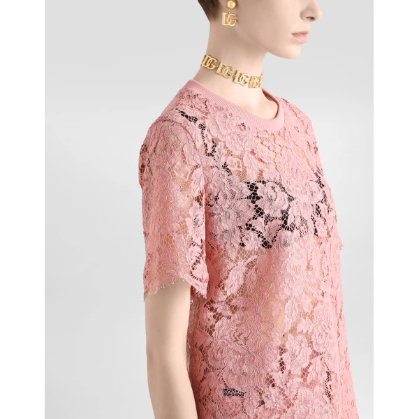 Dolce & Gabbana Short-sleeved Cordonetto lace T-shirt Top, view 4