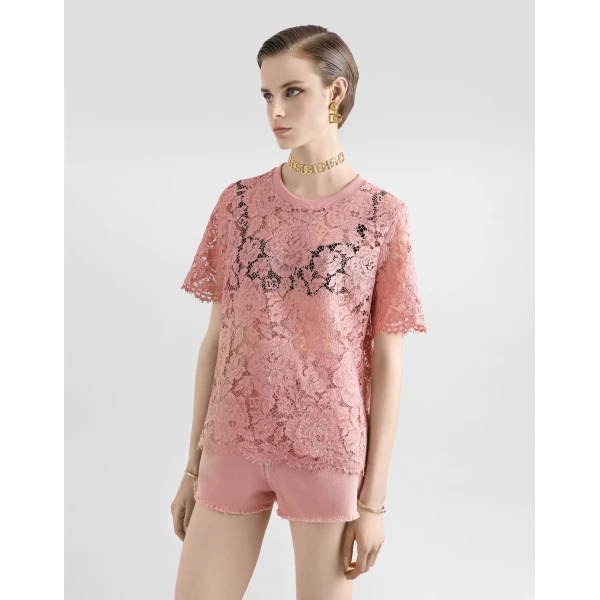 Dolce & Gabbana Short-sleeved Cordonetto lace T-shirt Top, view 5