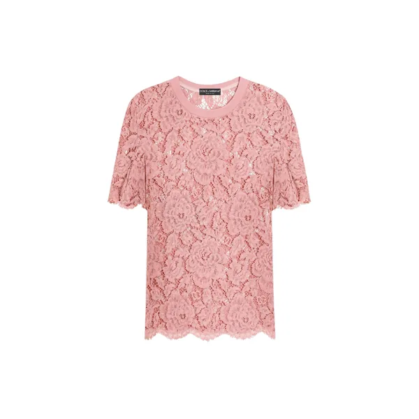 Dolce & Gabbana Short-sleeved Cordonetto lace T-shirt Top