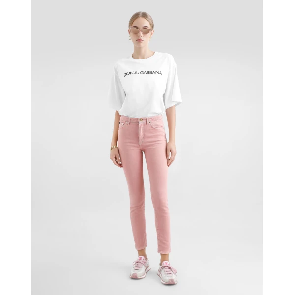 Dolce & Gabbana Short-sleeved cotton T-shirt with Dolce&Gabbana lettering Top, view 2
