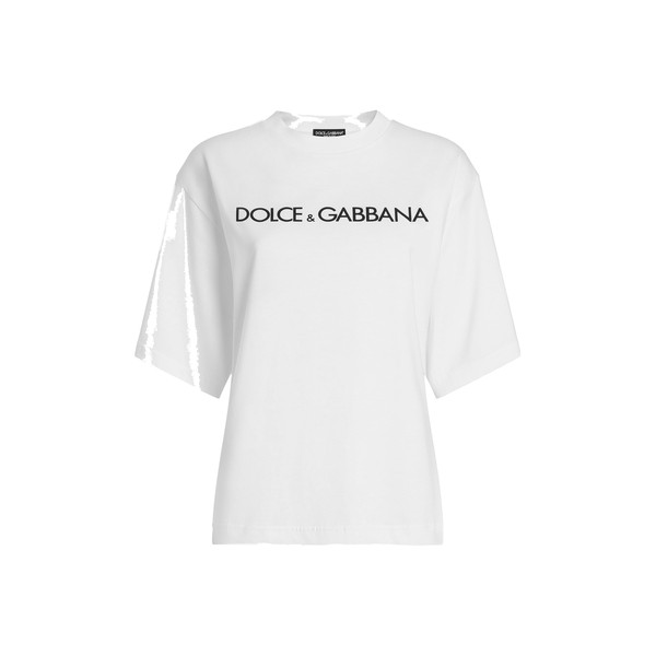 Dolce & Gabbana Short-sleeved cotton T-shirt with Dolce&Gabbana lettering Top