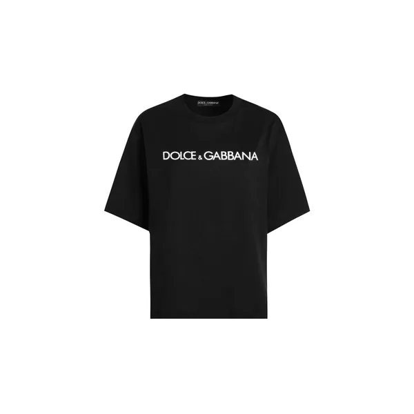 Dolce & Gabbana Short-sleeved cotton T-shirt with Dolce&Gabbana lettering Top