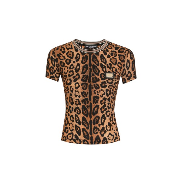 Dolce & Gabbana Short-sleeved leopard-print Crespo T-shirt Top