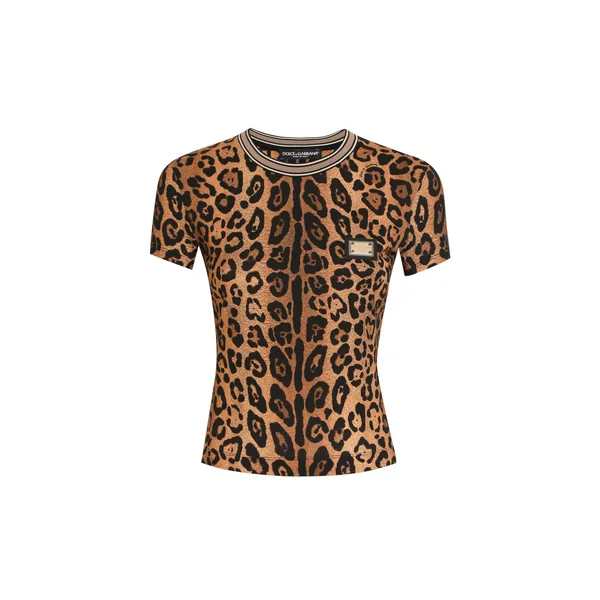 Dolce & Gabbana Short-sleeved leopard-print Crespo T-shirt Top