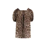 Dolce & Gabbana Short-sleeved leopard-print poplin top