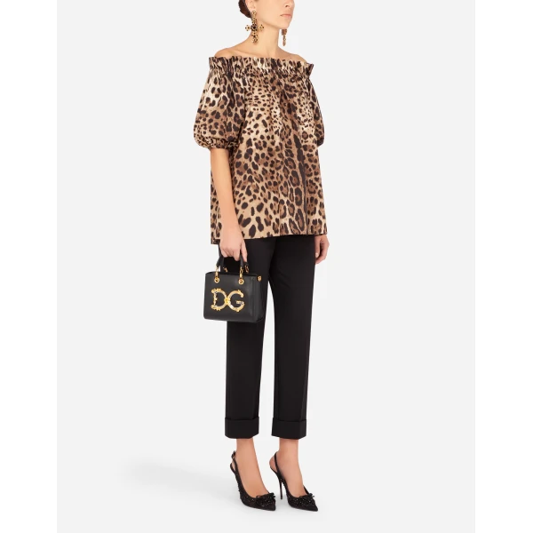 Dolce & Gabbana Short-sleeved leopard-print poplin top, view 6