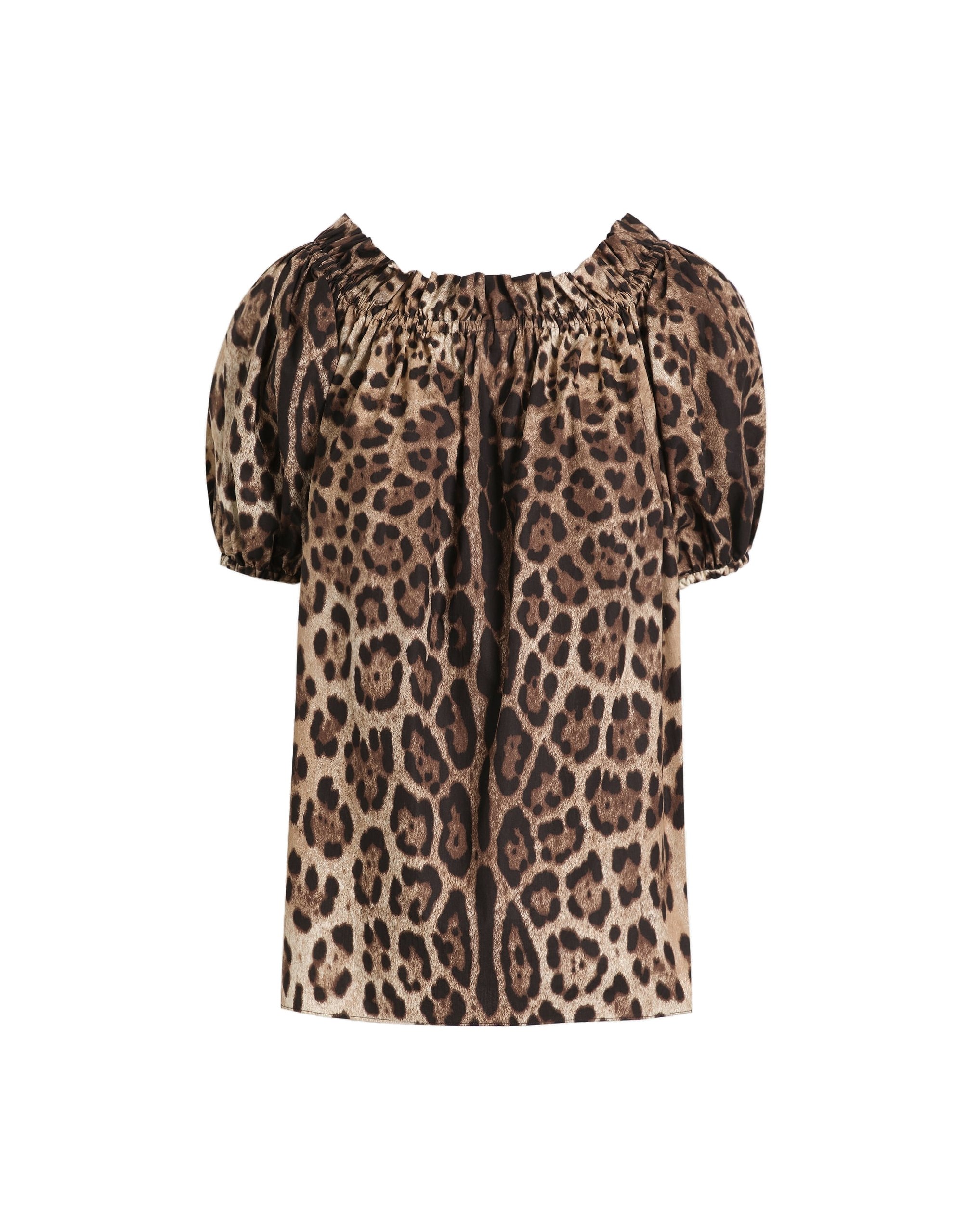 Dolce & Gabbana Short-sleeved leopard-print poplin top