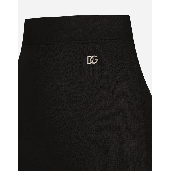 Dolce & Gabbana Short stretch viscose knit skirt with DG logo, view 6