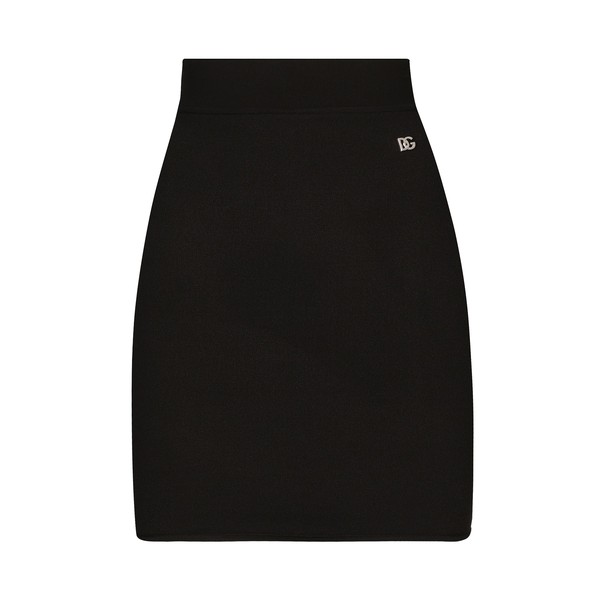 Dolce & Gabbana Short stretch viscose knit skirt with DG logo