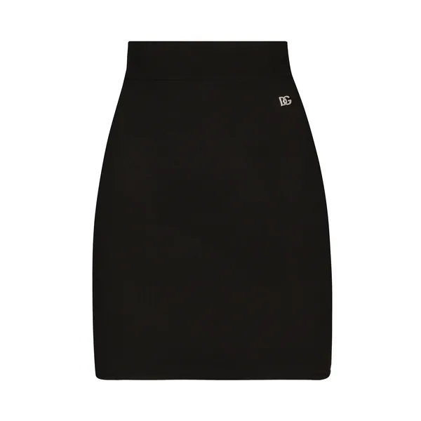 Short stretch viscose knit skirt with DG logo