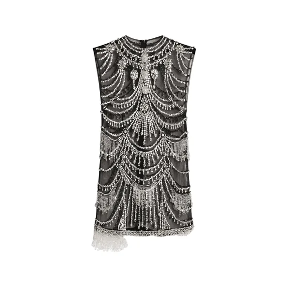 Short tulle dress with chandelier embroidery