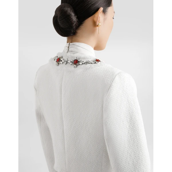 Dolce & Gabbana Short tweed jacket with jewel embroidery, view 5