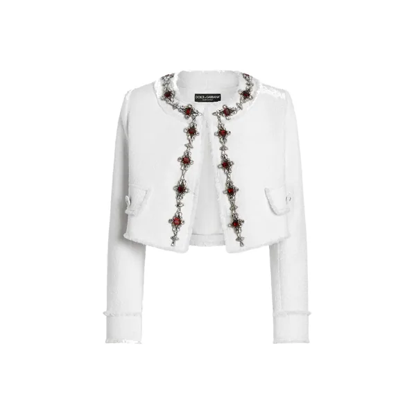 Short tweed jacket with jewel embroidery
