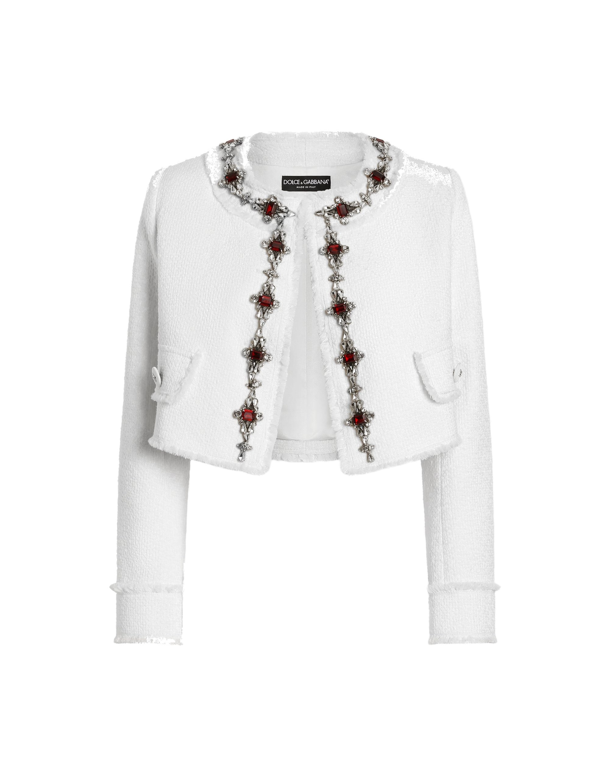 Dolce & Gabbana Short tweed jacket with jewel embroidery