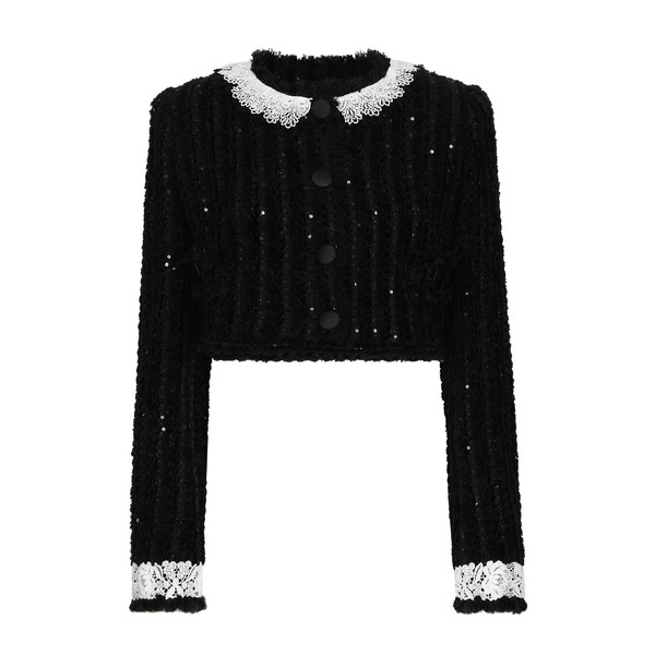 Dolce & Gabbana Short tweed jacket with micro-sequin embellishment
