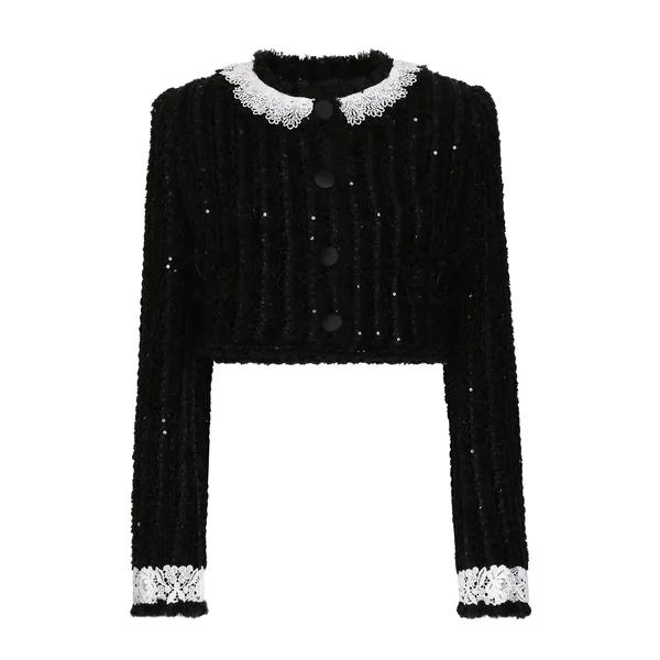 Dolce & Gabbana Short tweed jacket with micro-sequin embellishment