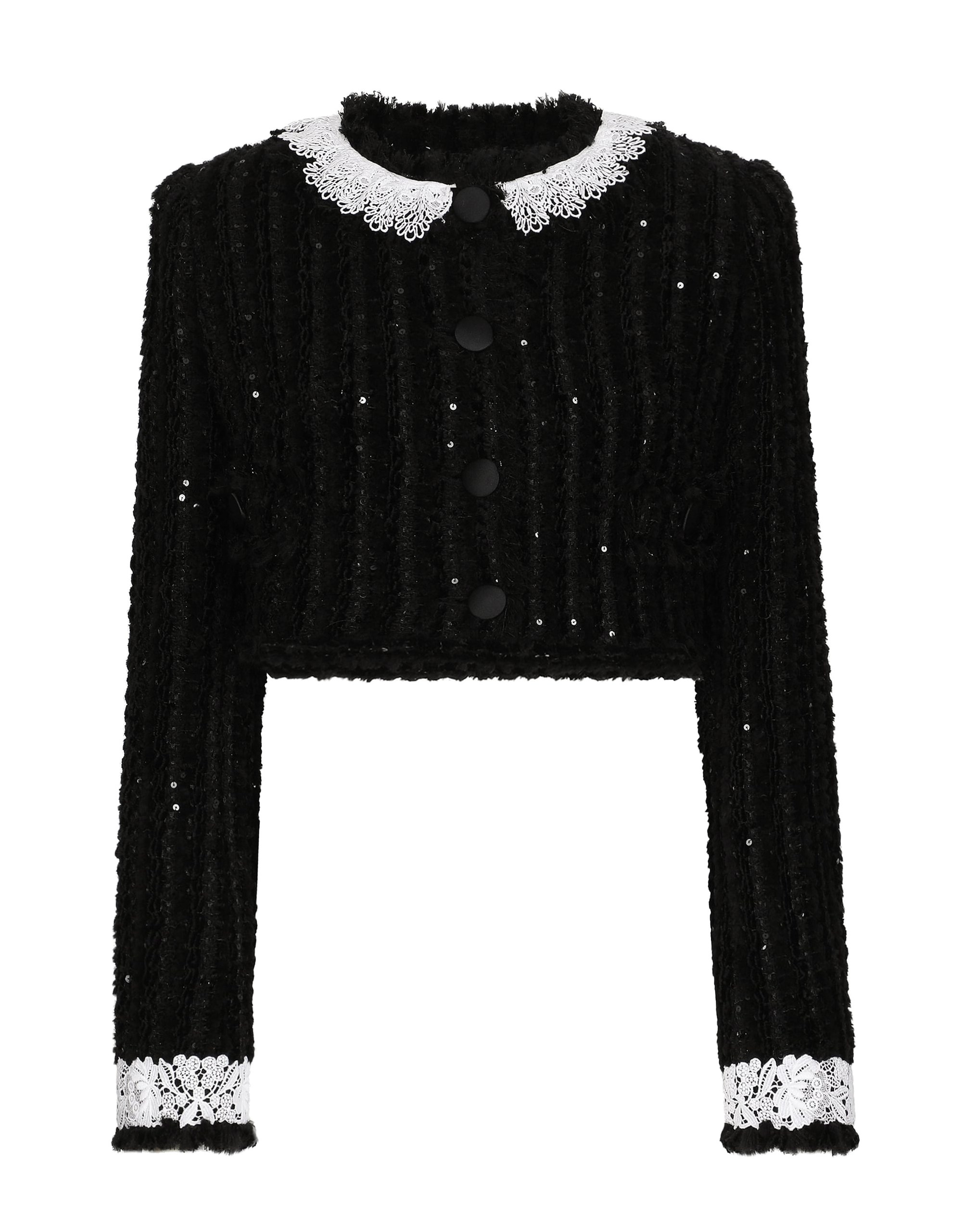 Dolce & Gabbana Short tweed jacket with micro-sequin embellishment