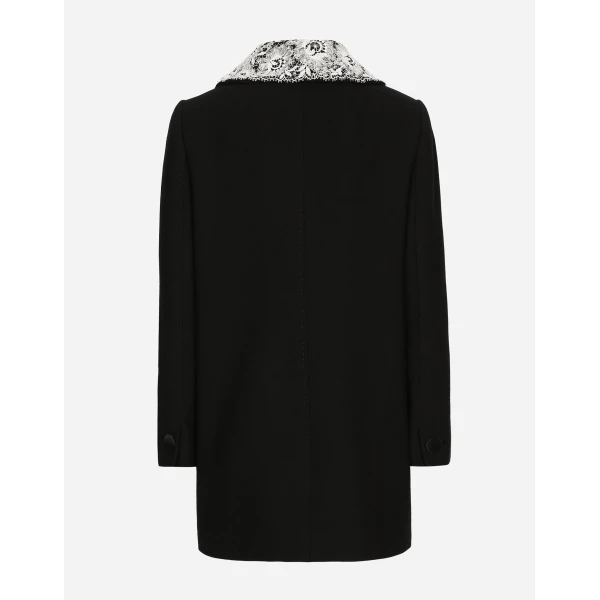 Dolce & Gabbana Short wool coat with lace details, view 2