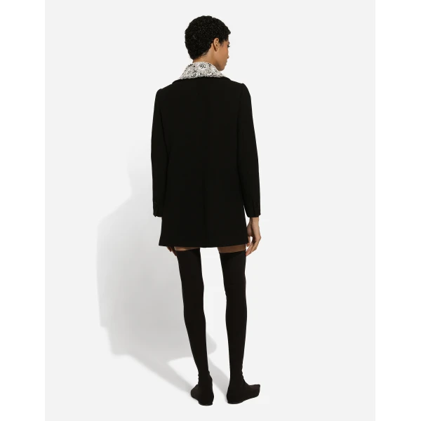 Dolce & Gabbana Short wool coat with lace details, view 4