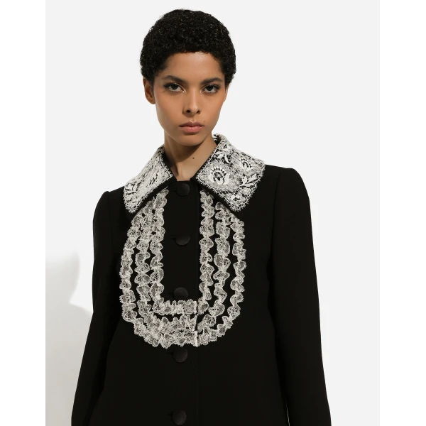 Dolce & Gabbana Short wool coat with lace details, view 5