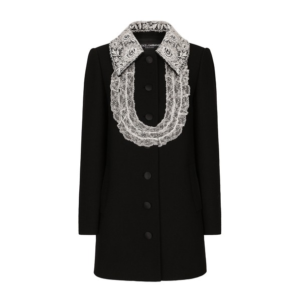 Dolce & Gabbana Short wool coat with lace details