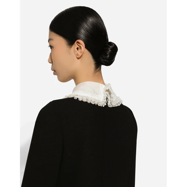 Dolce & Gabbana Short wool crepe dress with organza shirt front, view 6