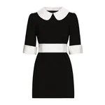 Dolce & Gabbana Short wool crepe dress with satin details