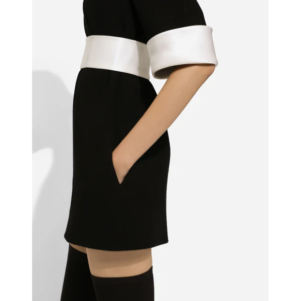 Dolce & Gabbana Short wool crepe dress with satin details, view 6