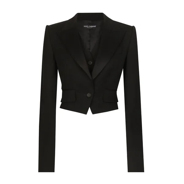 Dolce & Gabbana Short wool gabardine jacket with vest
