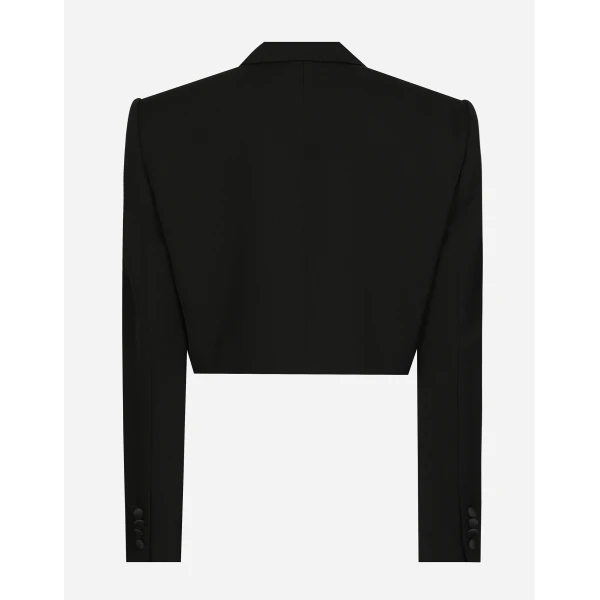 Dolce & Gabbana Short wool gabardine tuxedo jacket, view 2