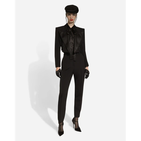Dolce & Gabbana Short wool gabardine tuxedo jacket, view 3
