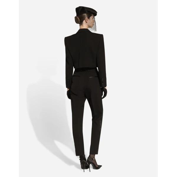 Dolce & Gabbana Short wool gabardine tuxedo jacket, view 4