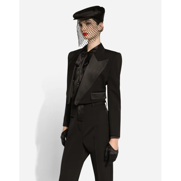 Dolce & Gabbana Short wool gabardine tuxedo jacket, view 5