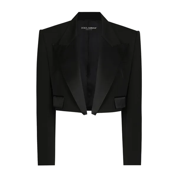 Dolce & Gabbana Short wool gabardine tuxedo jacket