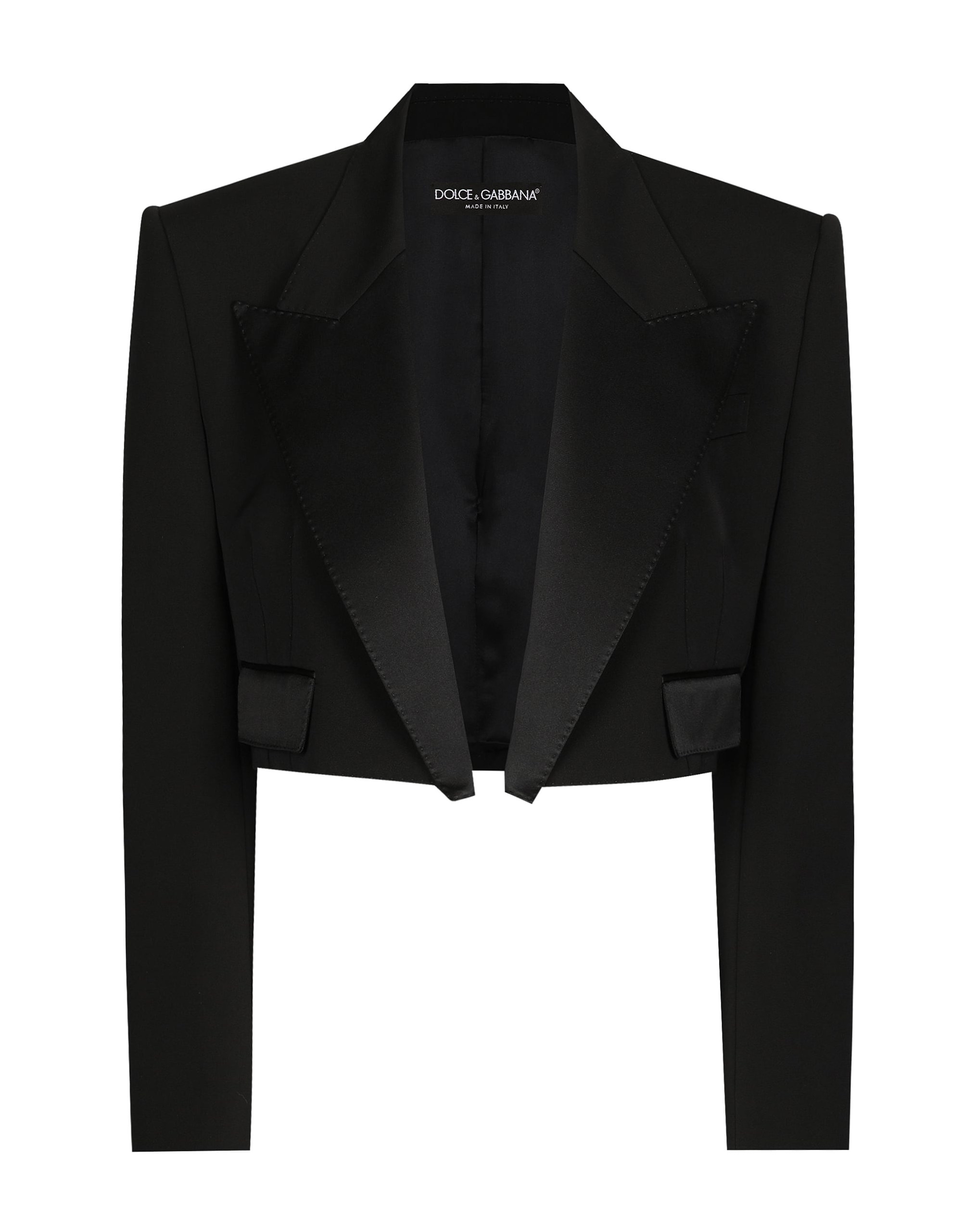 Dolce & Gabbana Short wool gabardine tuxedo jacket