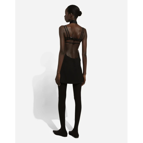 Dolce & Gabbana Short woolen dress with rear neckline, view 4