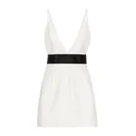 Dolce & Gabbana Short woolen dress with satin belt and straps