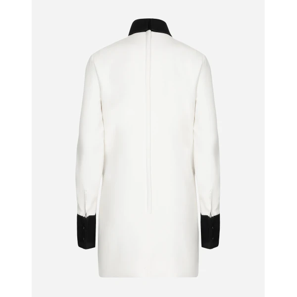 Dolce & Gabbana Short woolen dress with satin details, view 2