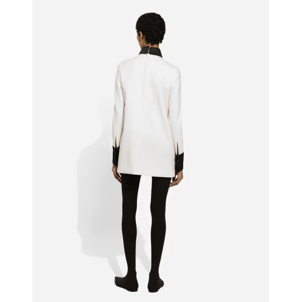 Dolce & Gabbana Short woolen dress with satin details, view 4