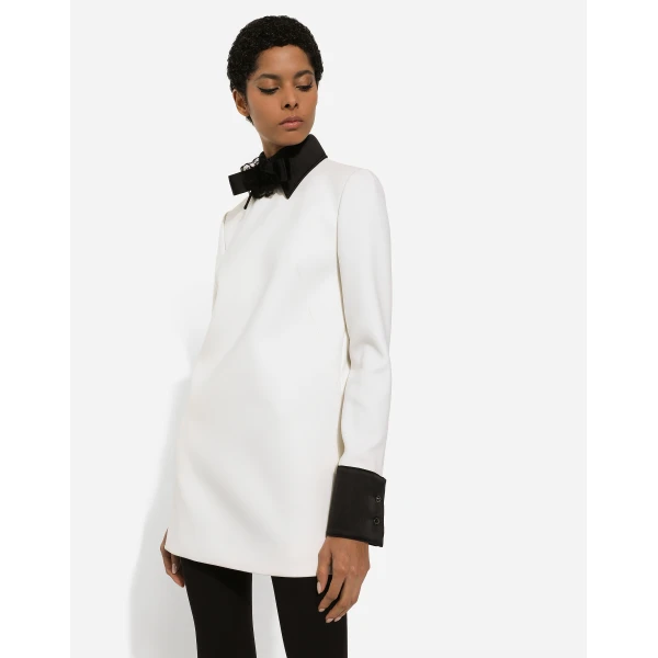 Dolce & Gabbana Short woolen dress with satin details, view 5